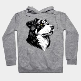 Stunning and Cool Entlebucher Mountain Dog Monochrome and Gold Portrait for Father's Day Hoodie